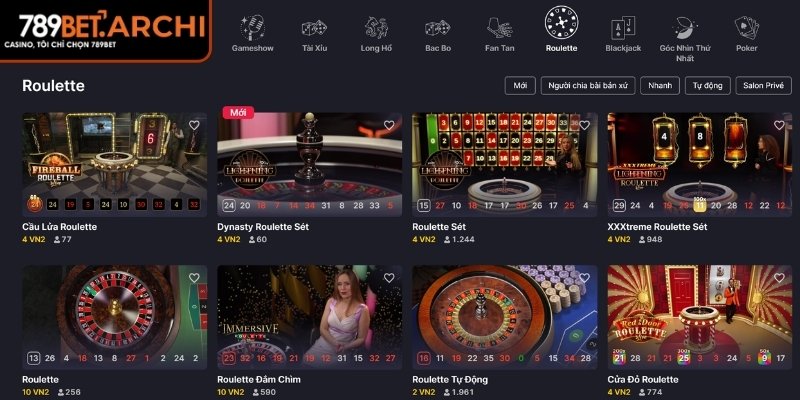 Hình thức Roulette live